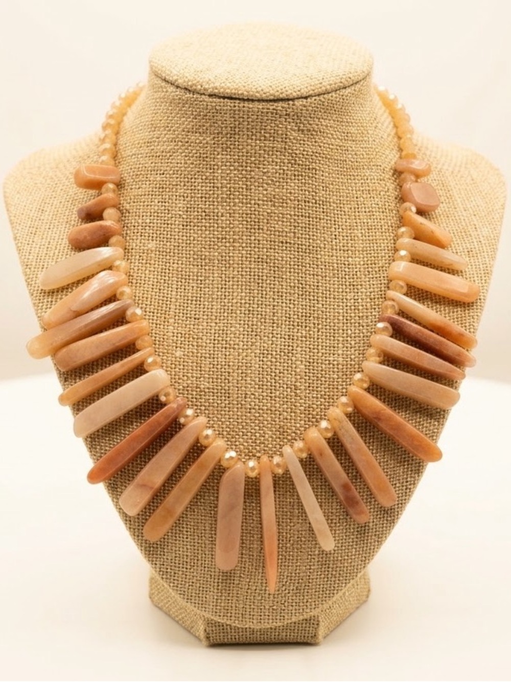 Peach Real Cristal Stone Graduated Spike Necklace - Women's Jewelry